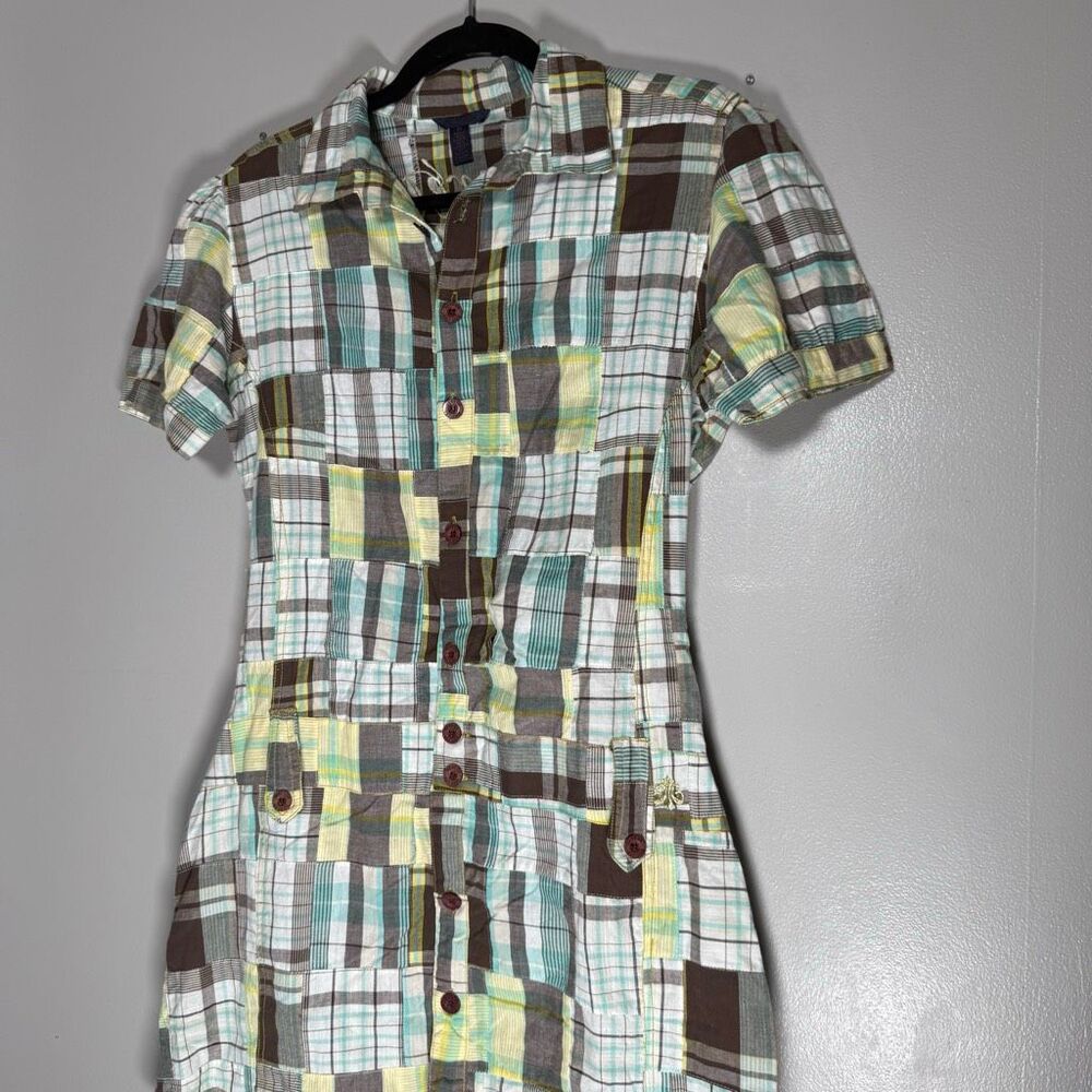 Dereon Patchwork Plaid Button Front Mini Dress Y2… - image 5